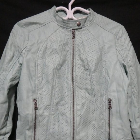 GUESS | medium | Faux Leather Jacket With Zip Cuffs and Pockets | Like New Cond - Picture 8 of 16